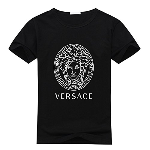 Versace Logo Men's Casual Crew Neck Cotton T Shirt In Large,black ...
