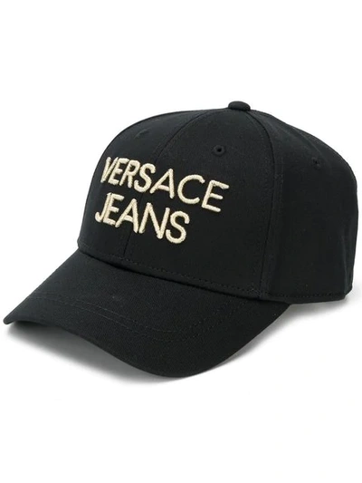 Versace Jeans Embroidered Logo Baseball Cap In Black