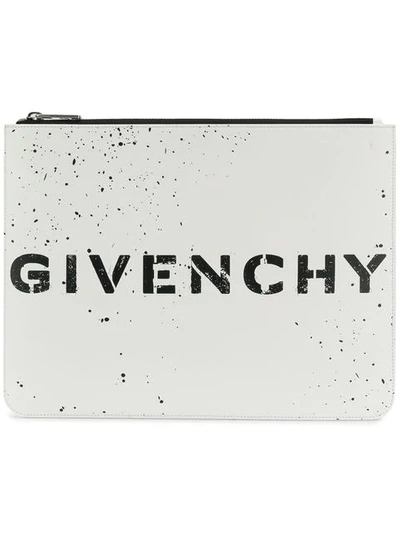 Givenchy Clutch Mit Logo In White