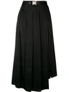 Fendi Pleated Silk Asymmetric Skirt In Black