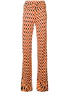 Prada Printed Flared Trousers In Orange