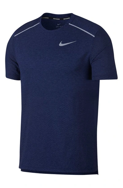 Nike Breathe Rise 365 Top In Blue Void/ Heather