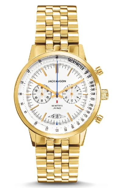 Jack Mason Racing Chronograph Bracelet Watch, 40mm In White/ Gold