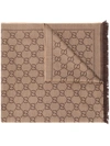 Gucci Jacquard-schal Mit Gg - Braun In Brown