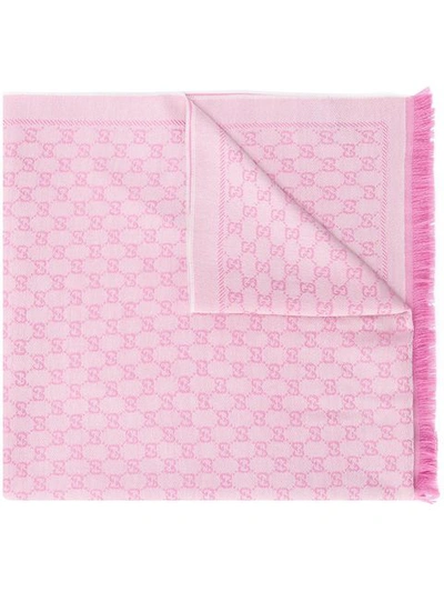 Gucci Gg Jacquard Knitted Scarf In Pink