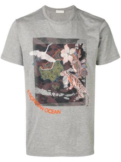 Etro Graphic Print T-shirt In Grey