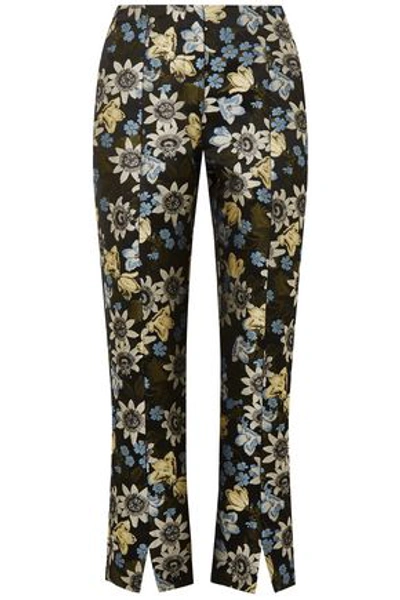 Erdem Woman Floral-jacquard Slim-leg Pants Black