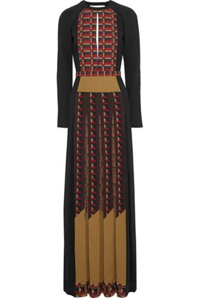 Etro Woman Open-back Pleated Printed Crepe Gown Black