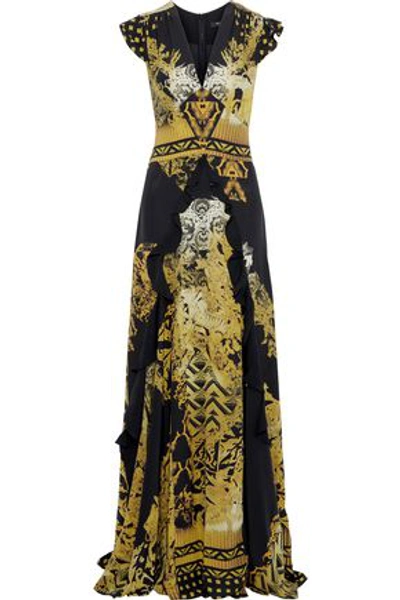 Etro Ruffle-trimmed Printed Silk Gown In Marigold