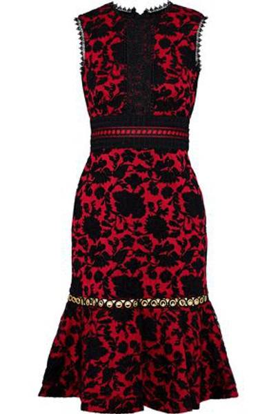 Saloni Woman Eyelet-embellished Embroidered Cady Dress Red