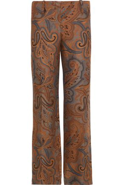 Etro Woman Jacquard Bootcut Pants Light Brown