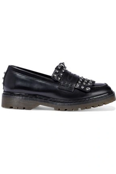 Redv Red(v) Woman Fringed Studded Leather Loafers Black