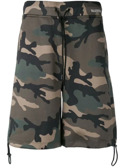 Valentino Camouflage-print Knee-length Shorts In Green