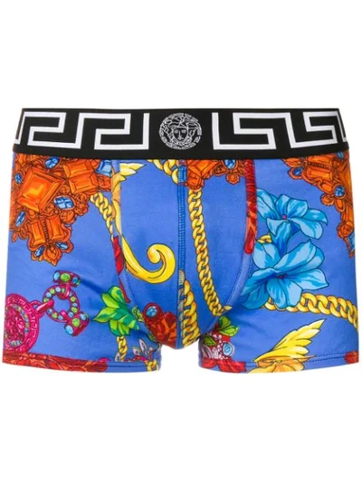 Versace Printed Boxer Briefs In Blue