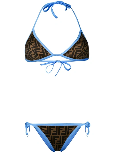 Fendi Bikini Mit Monogrammmuster - Blau In Blue