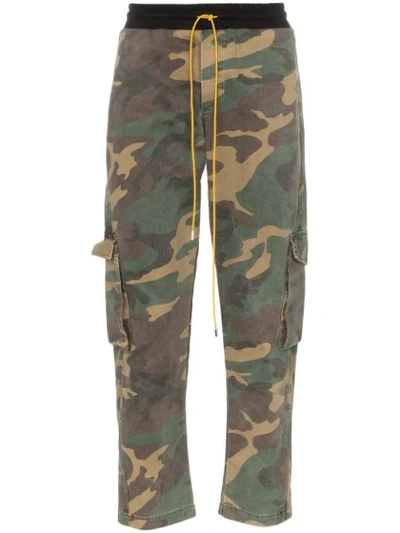 Rhude Rifle Camouflage-print Cotton Cargo Trousers In Green