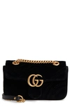 Gucci Small Gg Marmont 2.0 Matelassé Velvet Shoulder Bag In Hibiscus Red