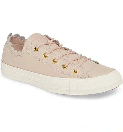 Converse Chuck Taylor All Star Scallop Low Top Leather Sneaker In Particle Beige/ Gold/ Egret