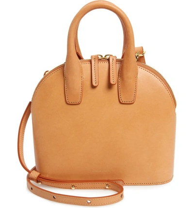 Mansur Gavriel Mini Top Handle Rounded Leather Bag - Brown In Cammello/ Rosa
