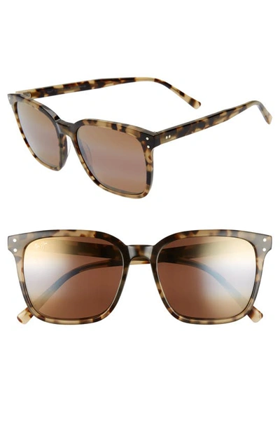 Maui Jim Men's Westside Polarized Patterned Square Sunglasses In Dark Translucent Grey/ Grey