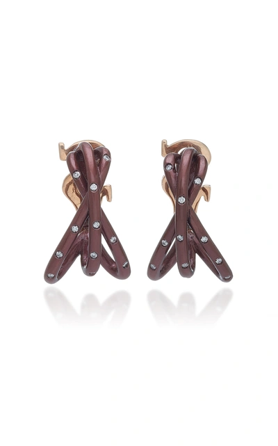 Syz Fireworks Titanium And Pink Gold  Twinkle Twinkle Earrings In Brown