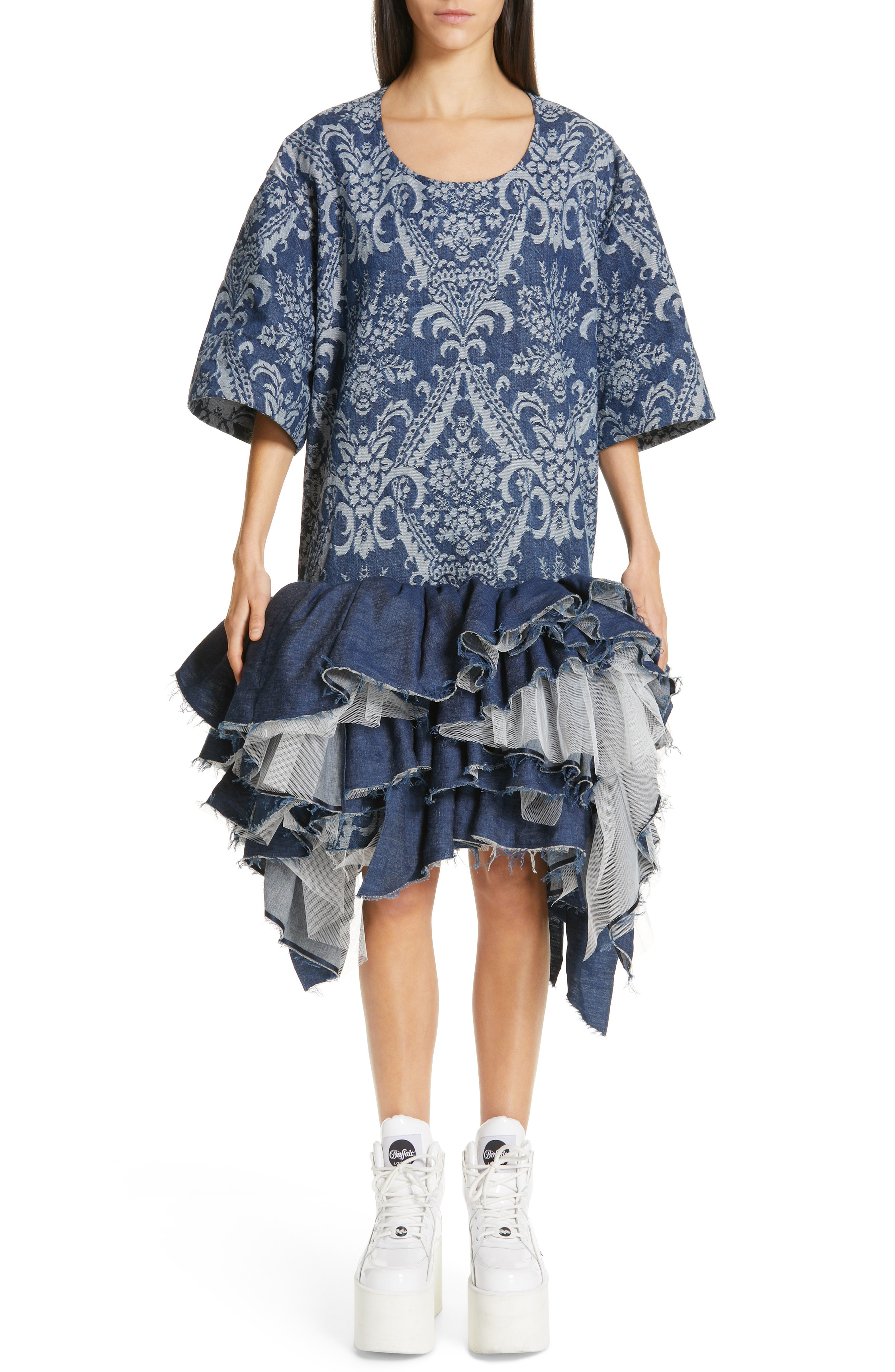 junya watanabe denim tulle skirt