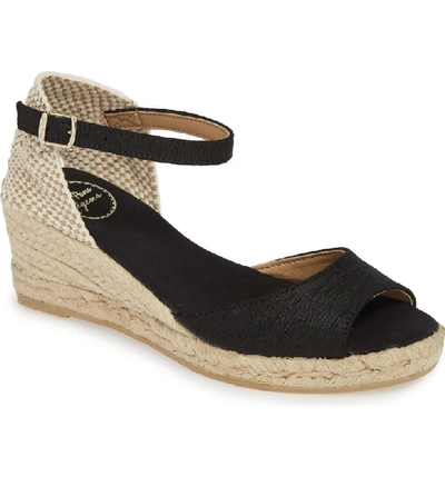 Toni Pons Llivia Wedge Sandal In Black Fabric