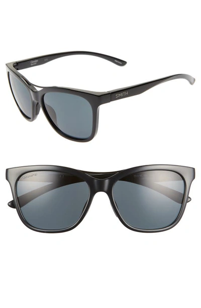 Smith Cavalier 55mm Chromapop(tm) Polarized Cat Eye Sunglasses In Black/ Black