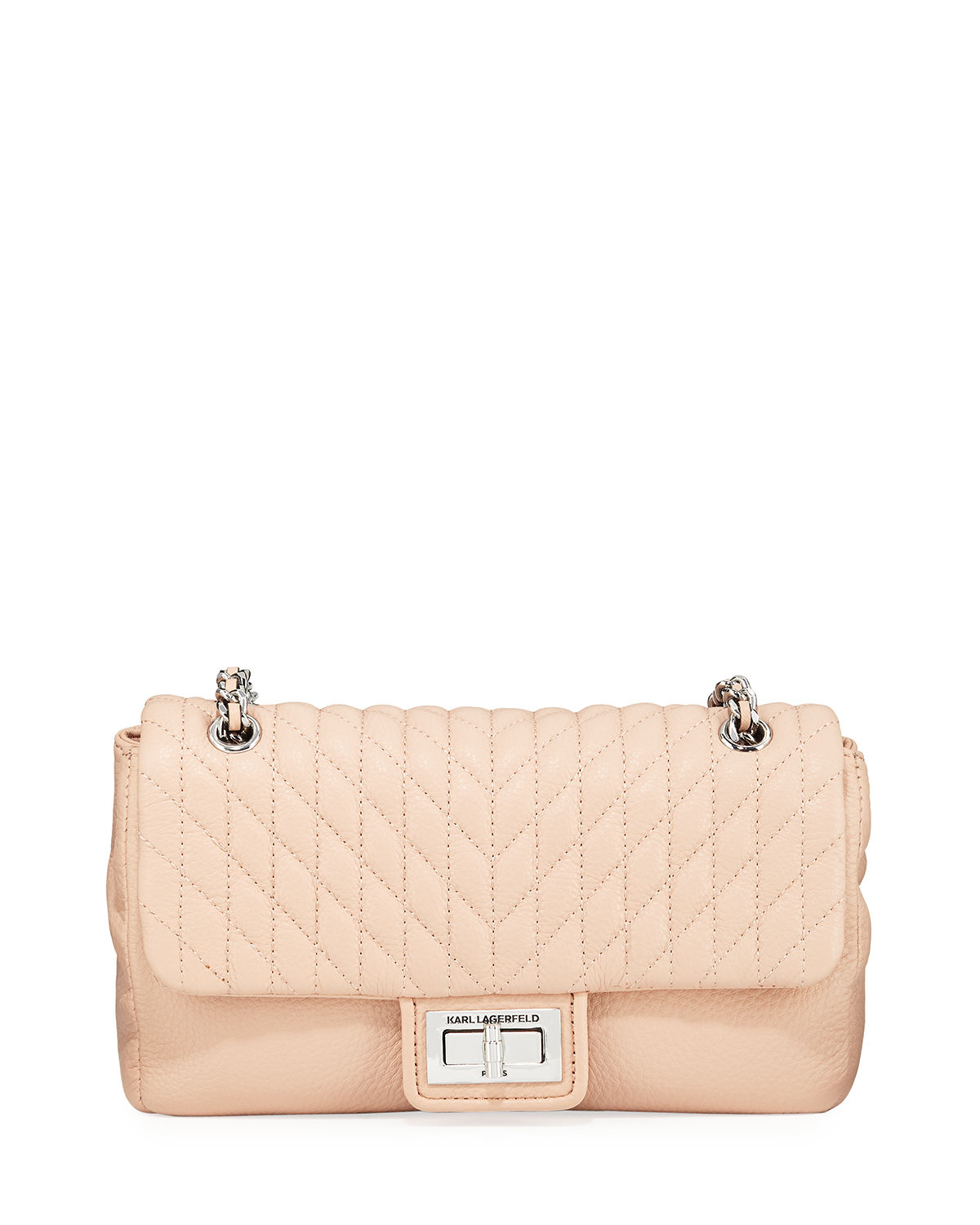 Karl Lagerfeld Agyness Quilted Leather Shoulder Bag In Peony | ModeSens