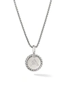 David Yurman Women's Cable Collectibles Sterling Silver & Pavé Diamond Initial Pendant Necklace In Initial A