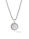 David Yurman Women's Cable Collectibles Sterling Silver & Pavé Diamond Initial Pendant Necklace In P/silver
