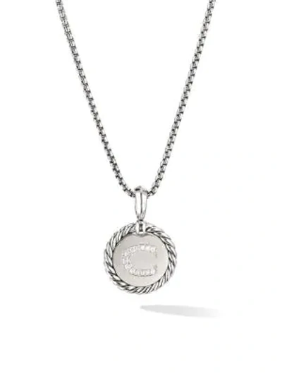 David Yurman Women's Cable Collectibles Sterling Silver & Pavé Diamond Initial Pendant Necklace In Initial C