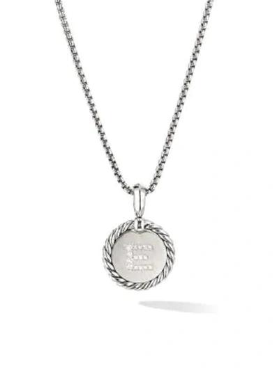 David Yurman Women's Cable Collectibles Sterling Silver & Pavé Diamond Initial Pendant Necklace