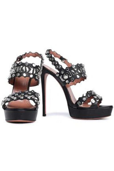 Alaïa Embellished Leather Platform Sandals In Black