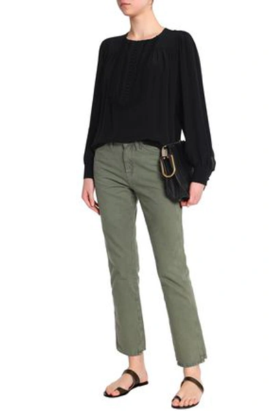 Chloé Woman Lace-trimmed Silk Crepe De Chine Blouse Black