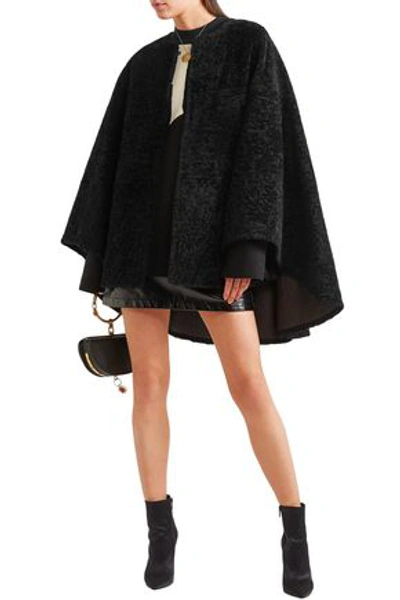 Chloé Woman Shearling Cape Black