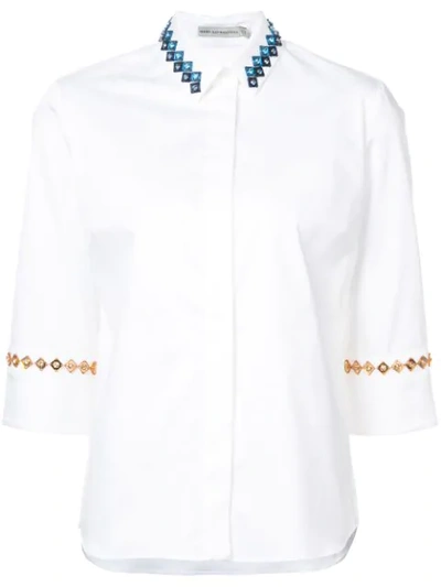 Mary Katrantzou Rita Embellished Cotton-blend Shirt In White