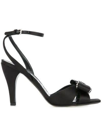 Loewe Crystal-embellished Satin Sandals In Black