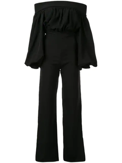 Silvia Tcherassi Berza Bardot Jumpsuit In Black