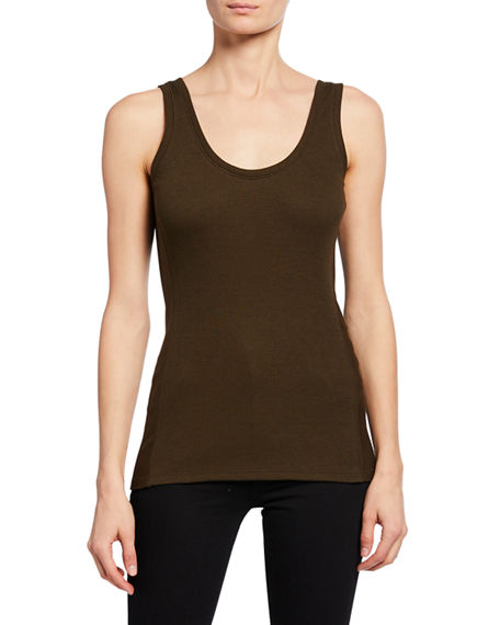 Theory Rib Play Fine Scoop-Neck Tank In Deep Army | ModeSens