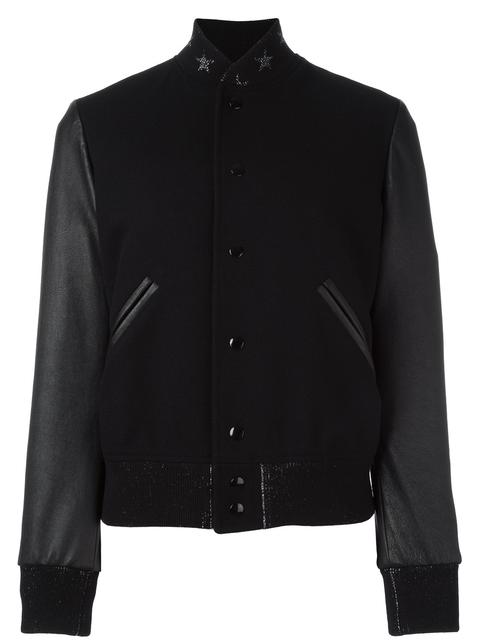 Saint Laurent Star Collar Bomber Jacket In Black | ModeSens