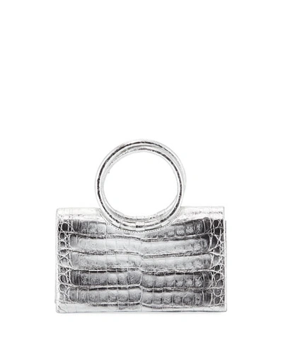 Nancy Gonzalez Regina Small Crocodile Circle-handle Clutch Bag In Gray