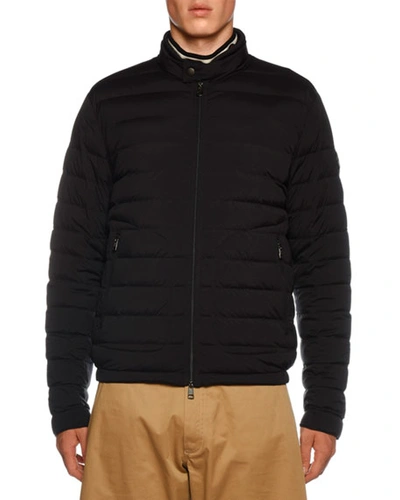 Moncler Acorus Quilted Stretch Nylon Jacket In Dark Blue
