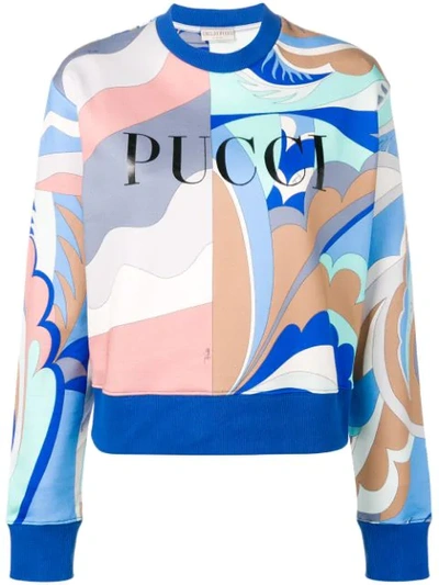 Emilio Pucci Acapulco Print Logo Sweatshirt In Blue