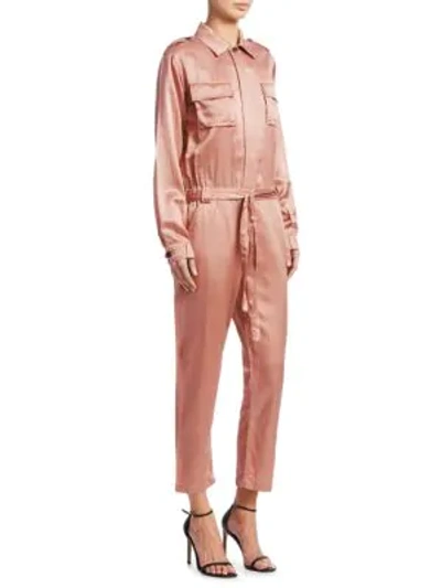 A.l.c Jeter Long-sleeve Satin Jumpsuit In Dusty Rose