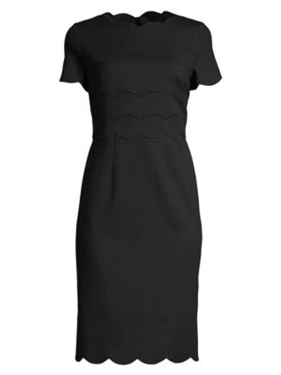 Escada Demmia Scallop-trim Sheath Dress In Black