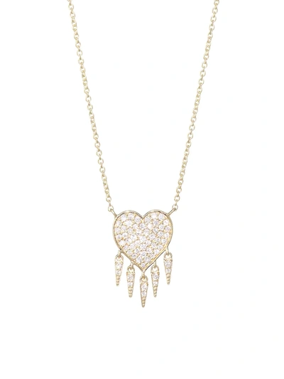 Sydney Evan 14k Yellow Gold & Pavé Diamond Fringe Heart Necklace