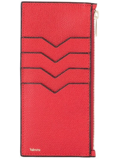 Valextra Zipped Card Case In Red