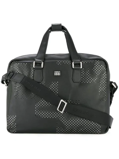 Cerruti 1881 Punch Hole Detailed Briefcase In Black