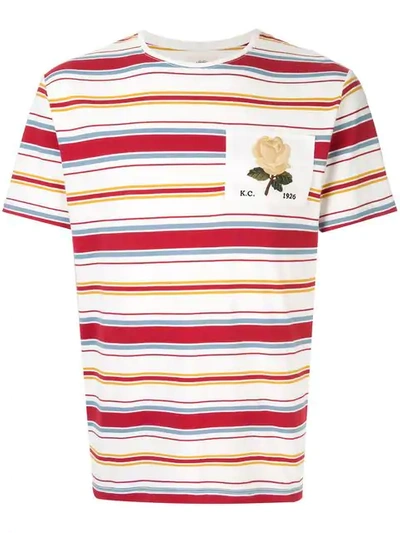 Kent & Curwen Rose Patch Striped T-shirt In White
